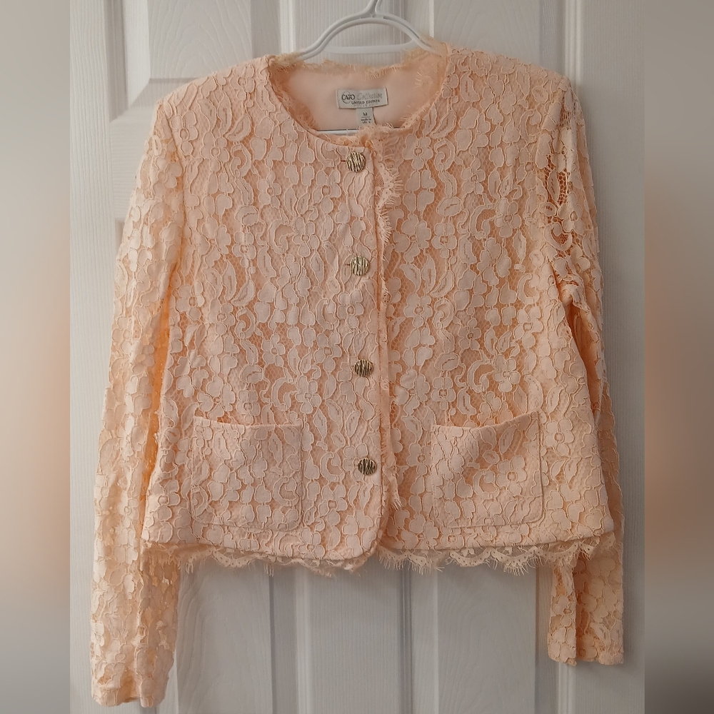 Cato Collection Limited Edition Peach Lace Jacket – Size Medium